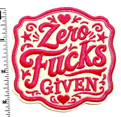 Zero Fucks Given patch - Embroidered DIY Iron on patch 3.25”