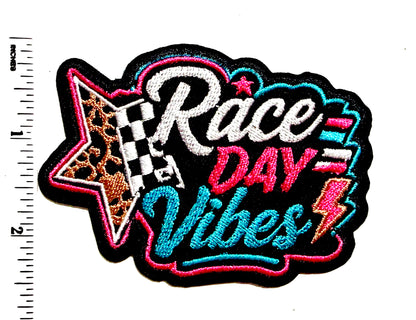 Race Day Vibes patch - Embroidered Iron on patch 3.5”
