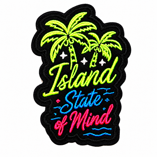 Island State of Mind neon colors - Embroidered Iron-On patch 3.25”