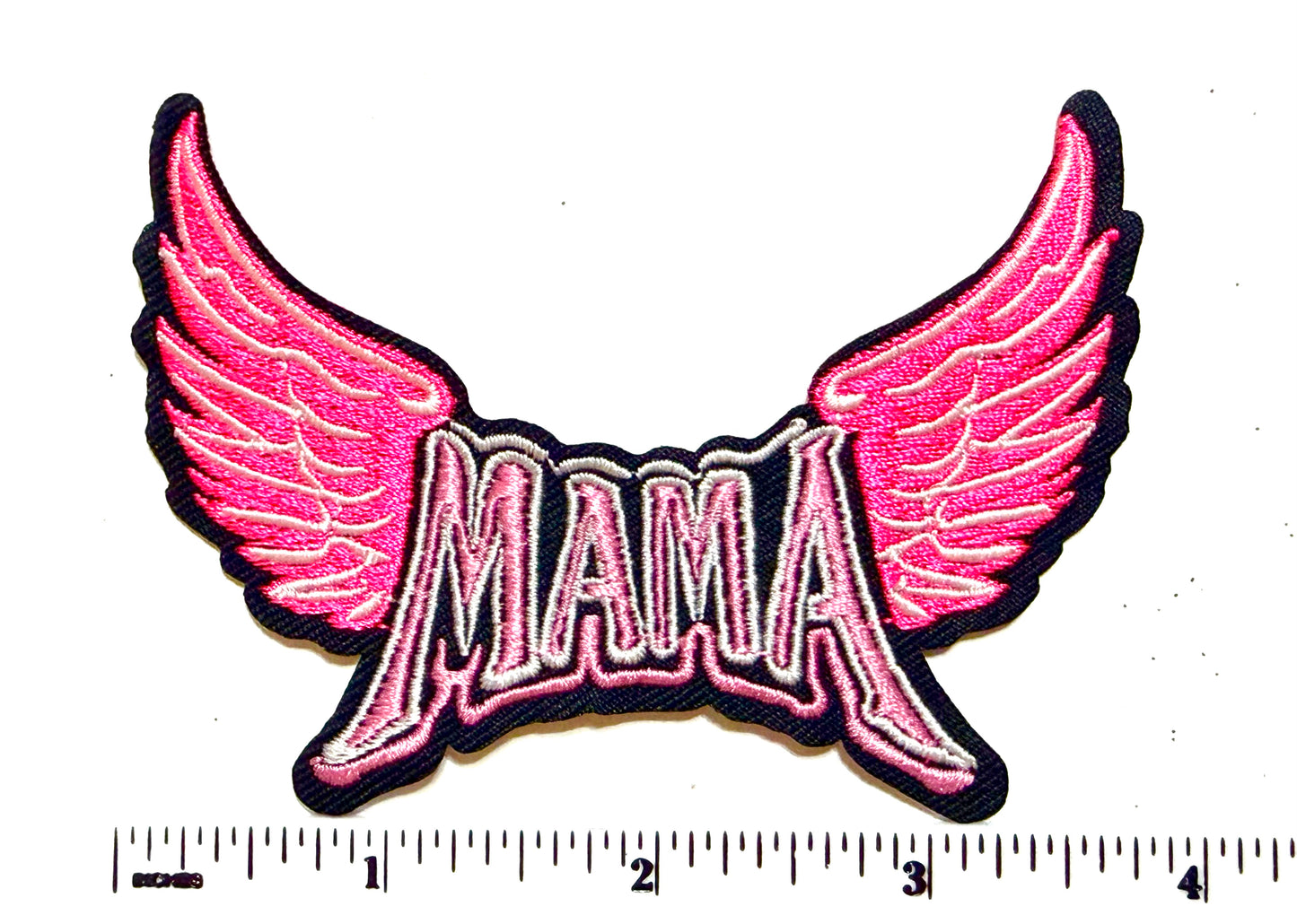 Mama Wings patch - Embroidered Iron On Patch with Glitter 4”
