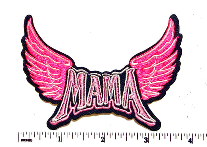 Mama Wings patch - Embroidered Iron On Patch with Glitter 4”