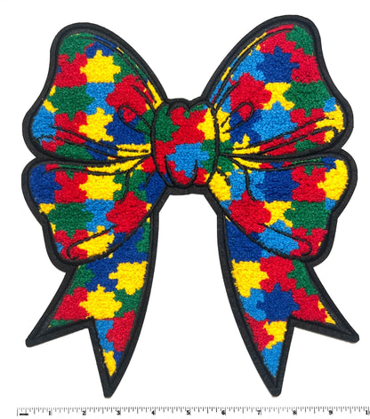 Autism Awareness Bow 10.5” Chenille