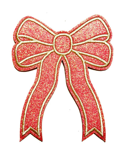 Bows with ribbon patch - Embroidered & Glitter Iron on patches