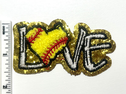 Softball Love - Embroidered & chenille Iron on patch