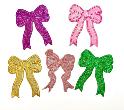 Bow with ribbon - Glitter Iron on patches