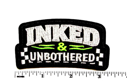 Inked & Unbothered - Embroidered Iron on patch with neon colors 3.25”