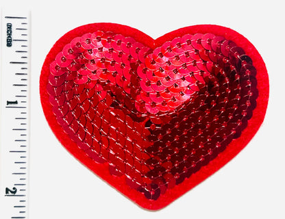 Red Sequins Heart patch 2.5” - Iron on Patch