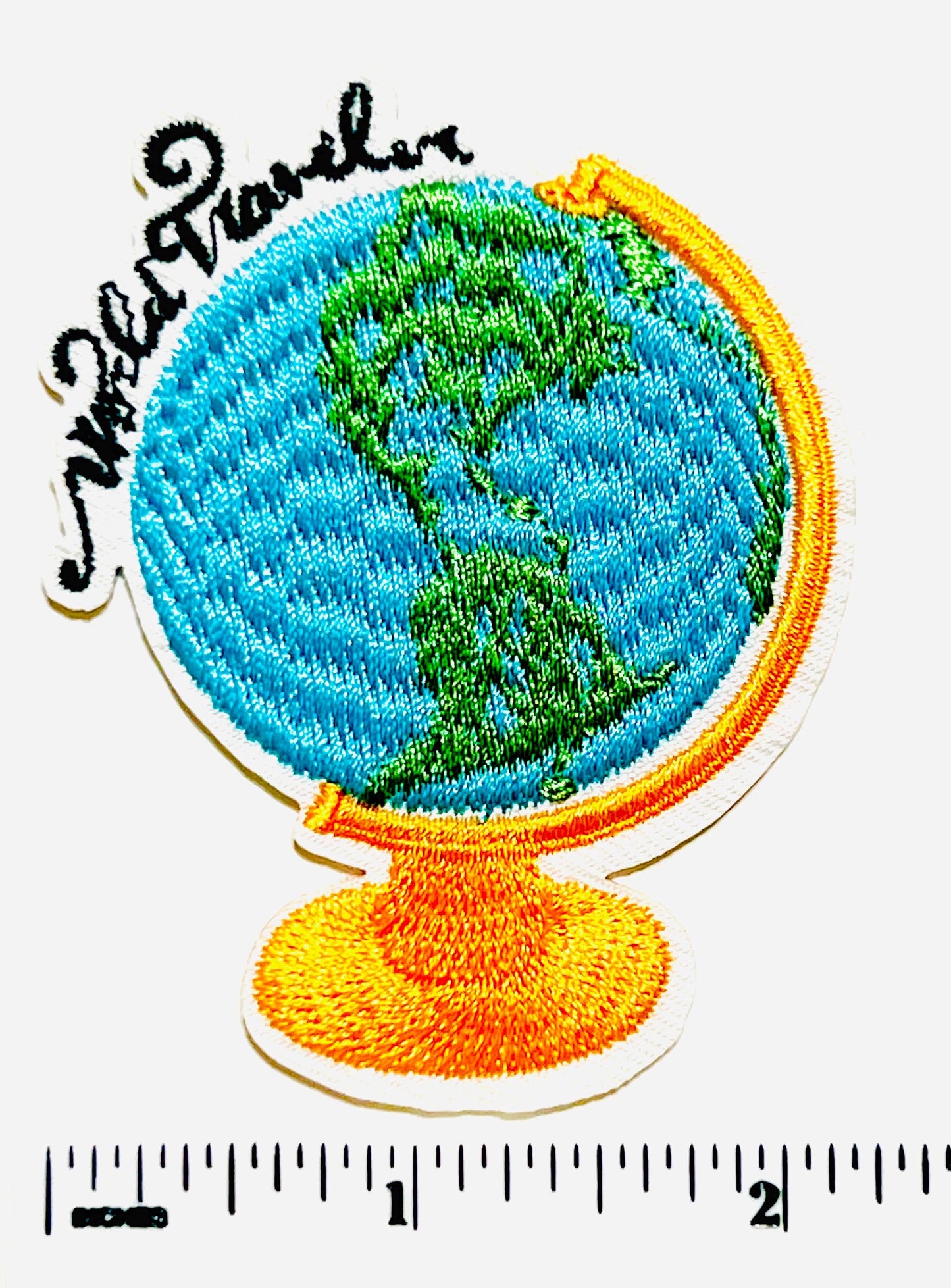World Traveler - Embroidered Iron-On Patch 2.5”