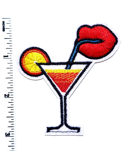 Summer Cocktail Sipping patch- Embroidered DIY Iron on patch