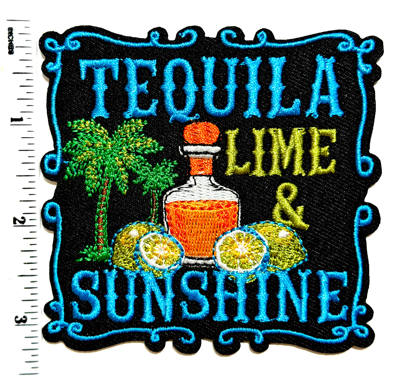 Tequila Lime & Sunshine patch - Embroidered iron on patch 3.5”
