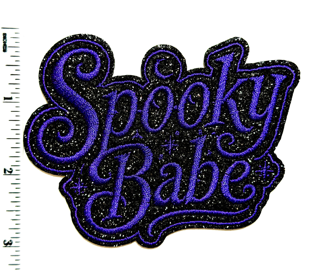 Spooky Babe Halloween patch - Embroidered Iron on patch with glitter 4”