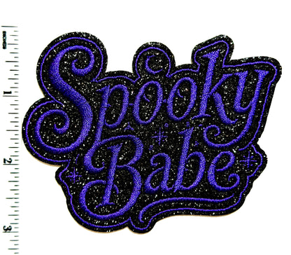 Spooky Babe Halloween patch - Embroidered Iron on patch with glitter 4”