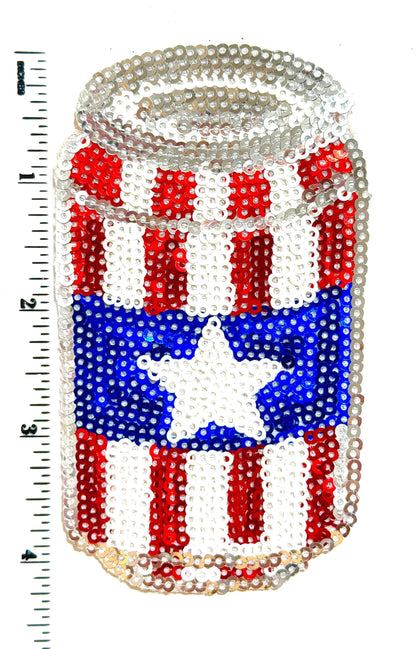 American Flag soda / beer can 4” Sequins