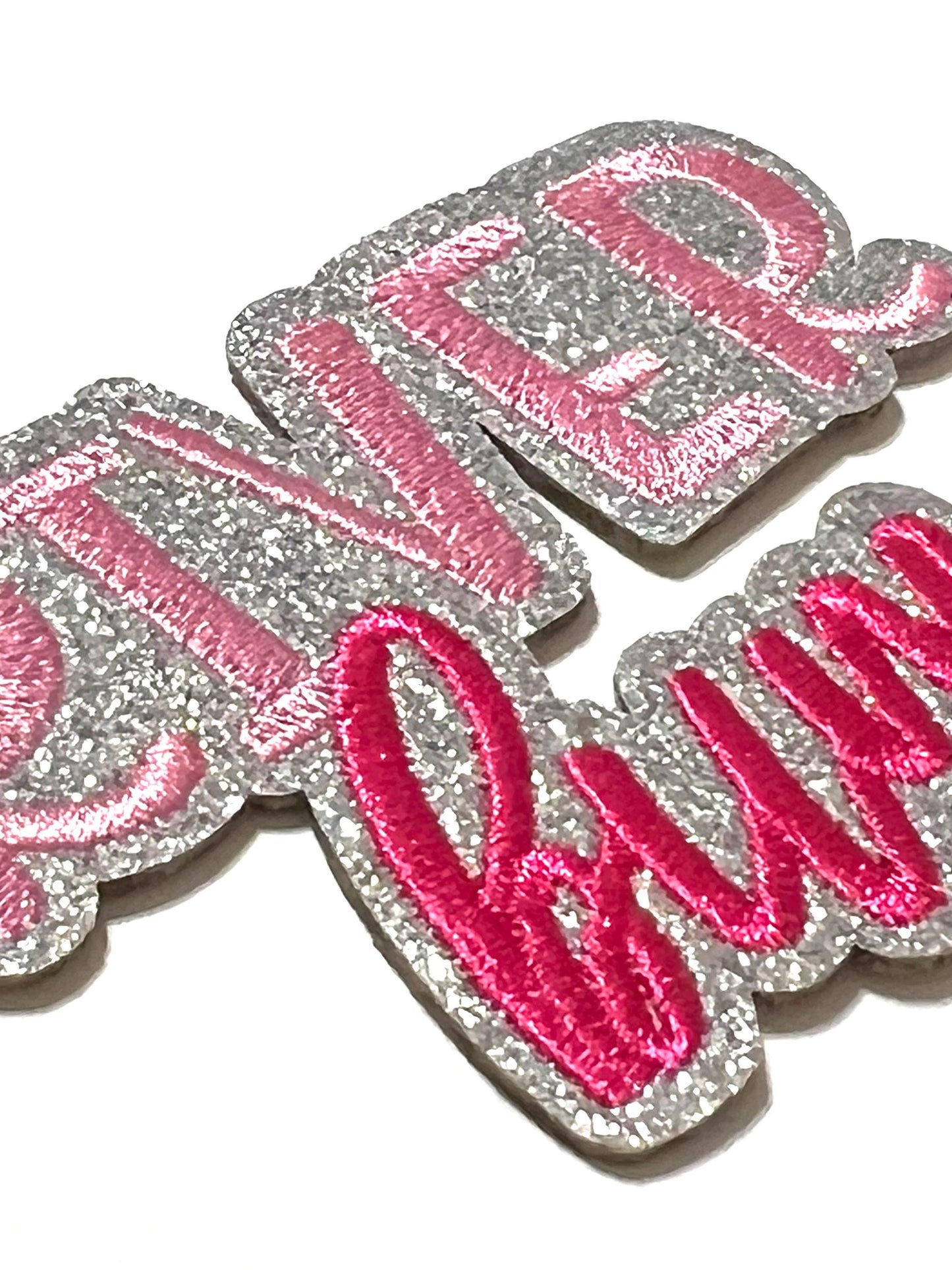 River Bum patch - Embroidered Iron On Patch with glitter 3.25”