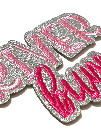 River Bum patch - Embroidered Iron On Patch with glitter 3.25”