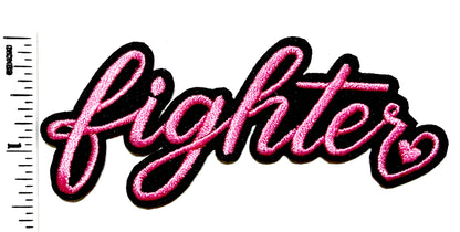 Fighter breast cancer awareness patch - EmbroideredIron On Patch 3.5”