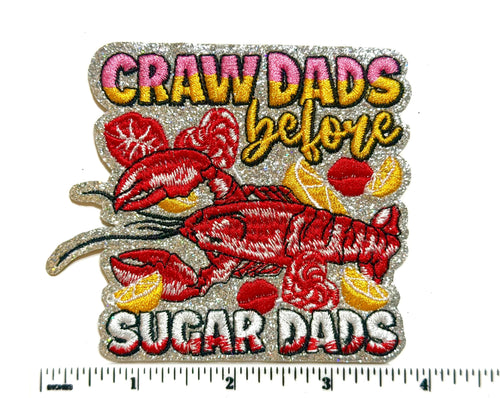 Embroidered Crawfish Patch – Glitter Iron-On Applique (3.5")