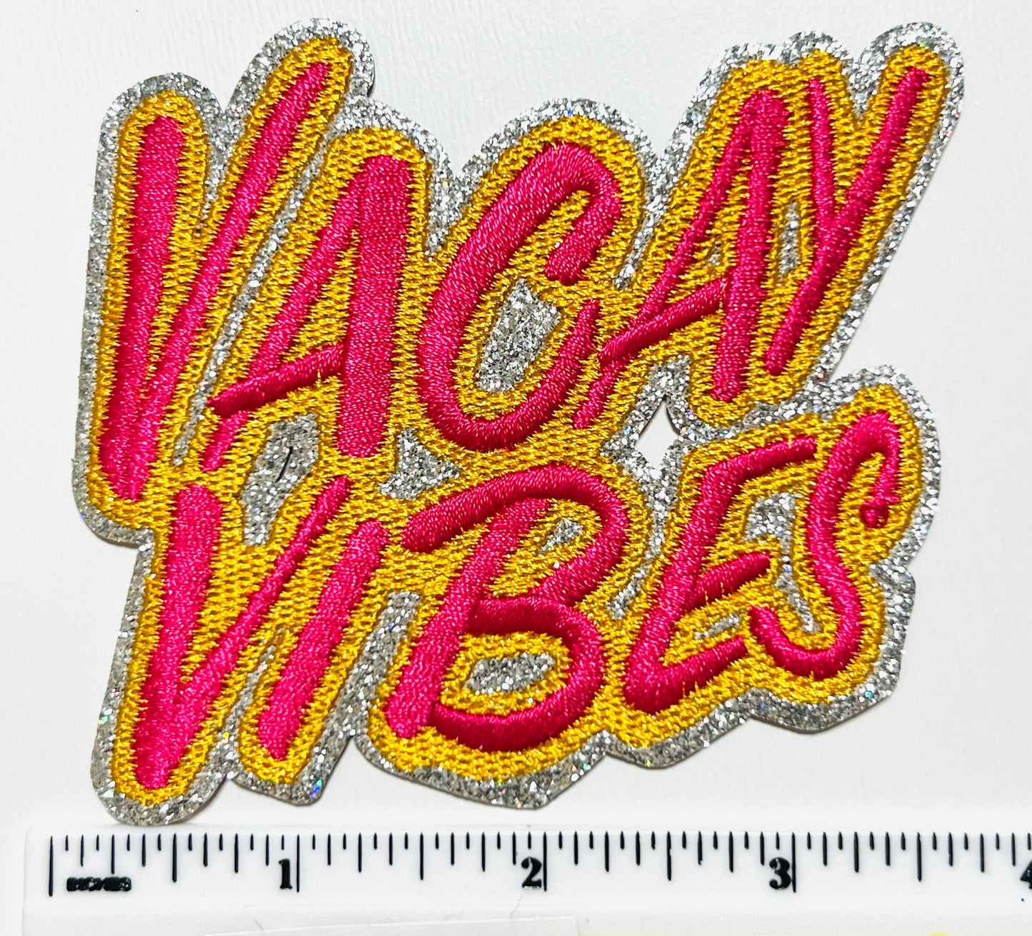 Vacay Vibes with silver glitter 3.5”