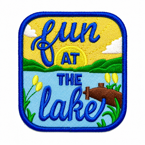 Fun at the Lake patch- Embroidered Iron on patch 3”