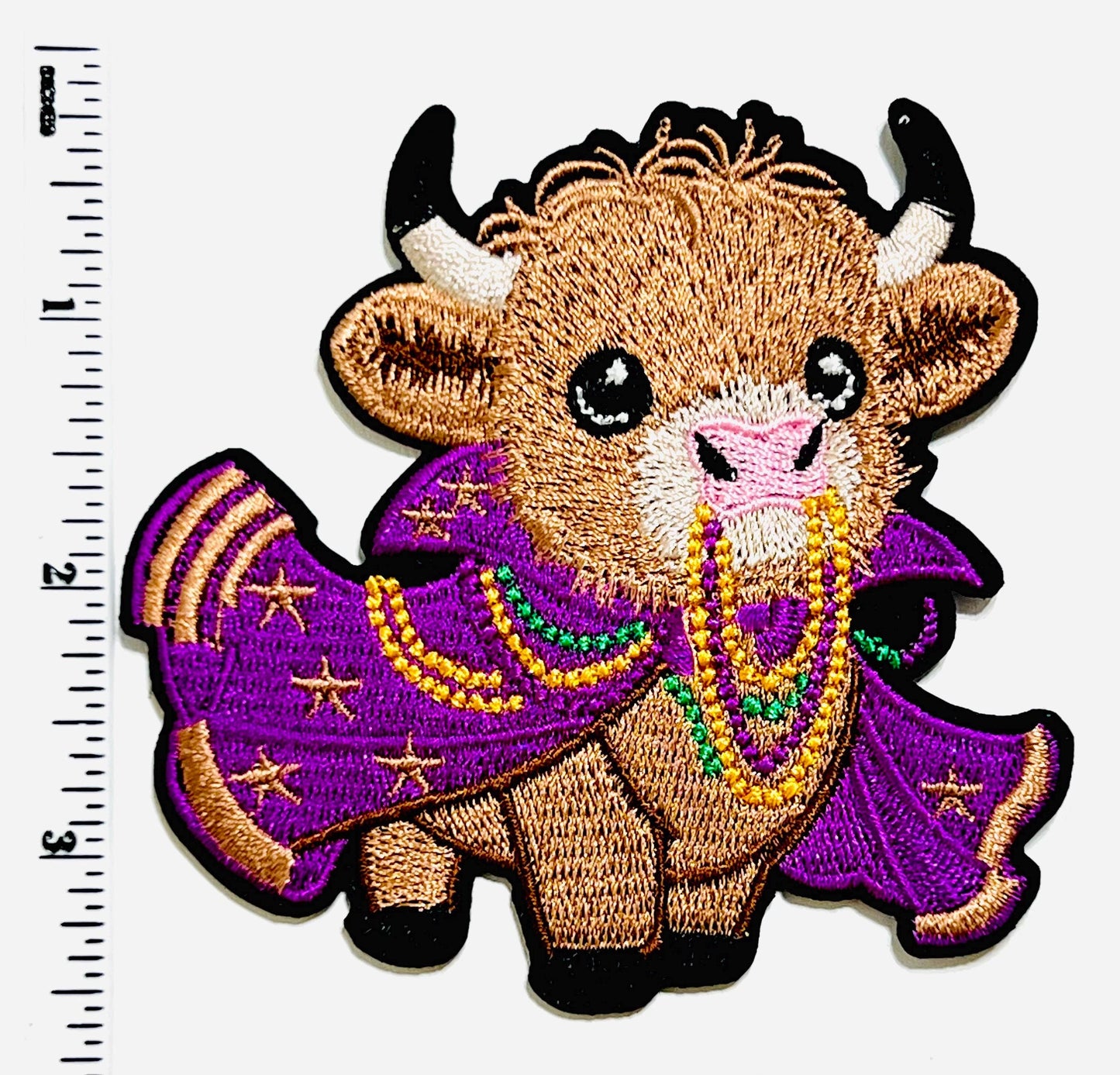 Mardi Gras Cow with Beads 3.5”