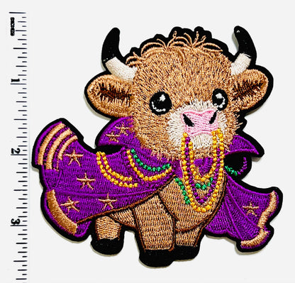 Mardi Gras Cow with Beads 3.5”
