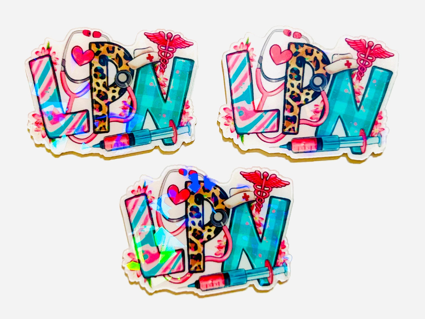 LPN holographic acrylics - flatback acrylics set of 3