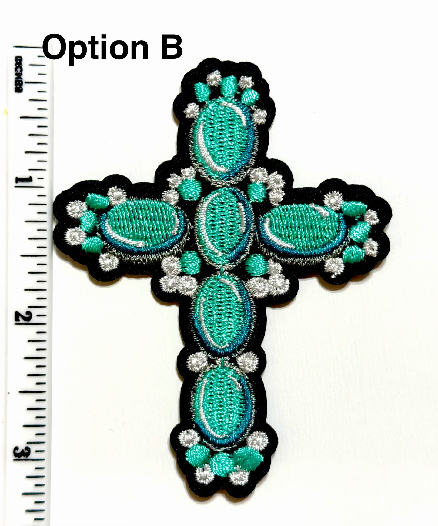 Turquoise Crosses - Embroidered Iron On Patches 3”