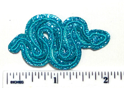 Glitter Snakes 2” - Embroidered DIY Iron on patch with glitter