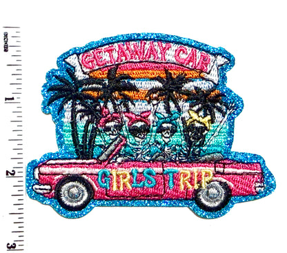 Girls Trip Getaway Car patch - Embroidered Iron on patch with glitter 3.5”