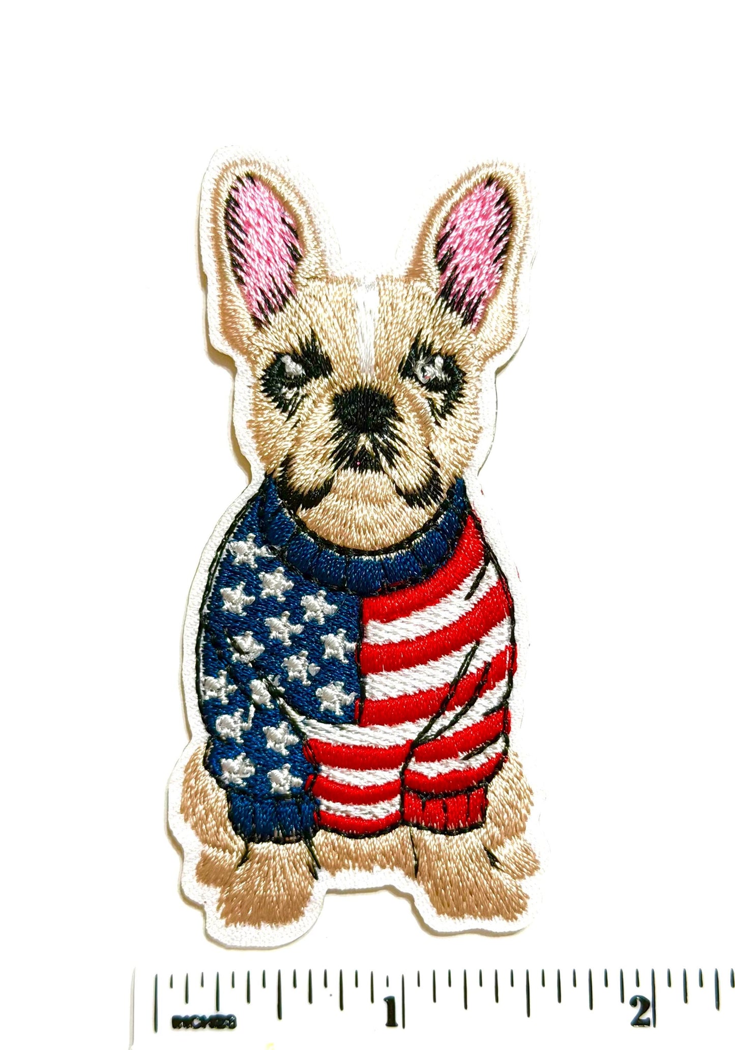 Patriotic Puppies French Bulldog Frenchie, Maltese Bichon Frise, Beagle - Embroidered Iron On Patch 3.25”