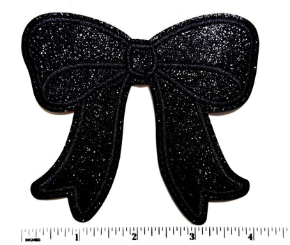 Bows with ribbon -Embroidered & Glitter Iron on patches
