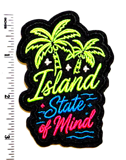 Island State of Mind neon colors - Embroidered Iron-On patch 3.25”