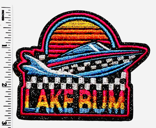 Lake Bum patch- Embroidered DIY Iron on patch with glitter