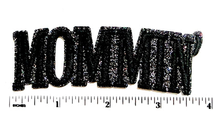 Mommin’ raised letter patch - Embroidered DIY Iron on patch with glitter outline