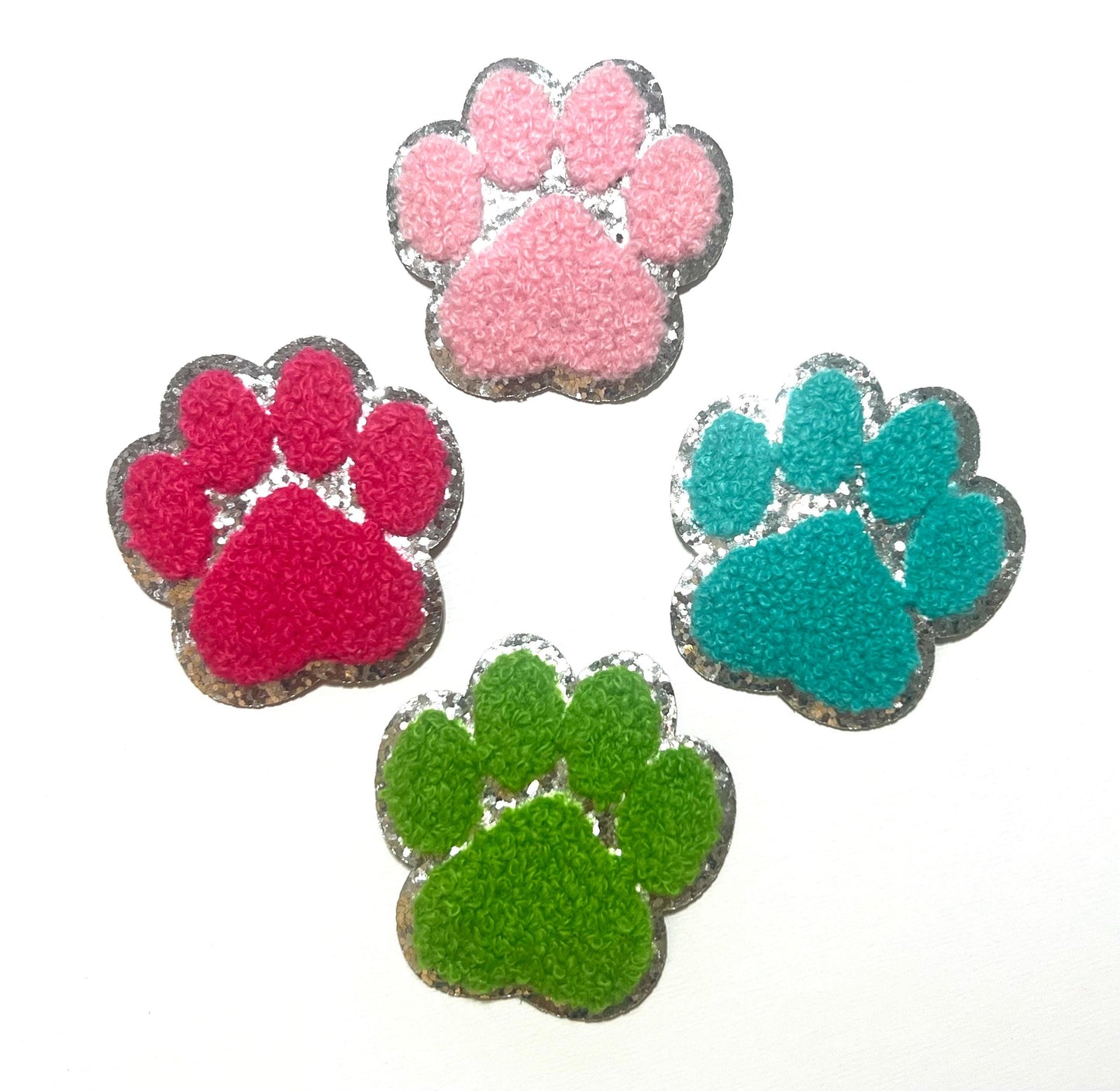 Paw Print - Chenille & Glitter iron on patch