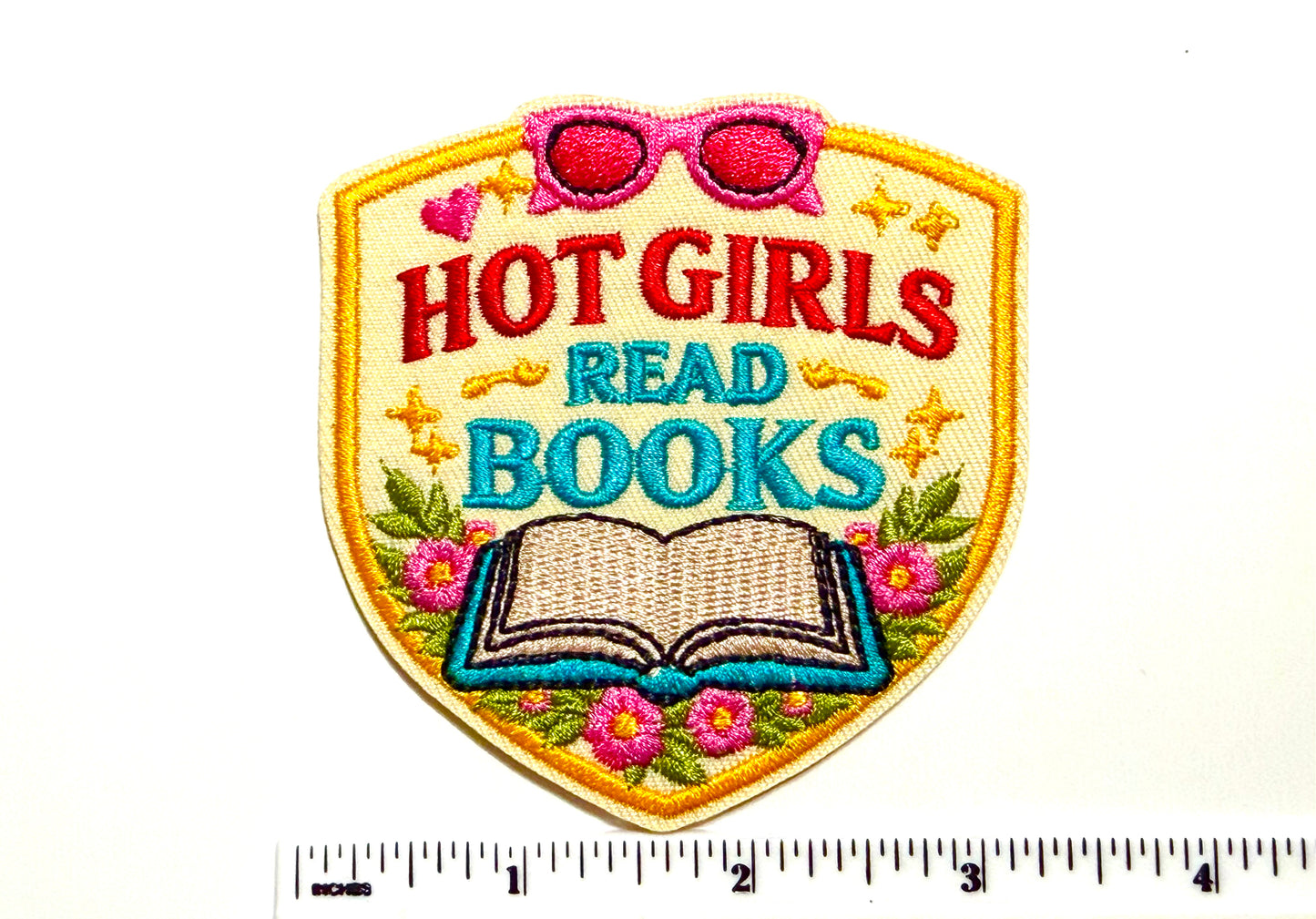 Hot Girls Read Books patch - Embroidered Iron On Patch 3.25”