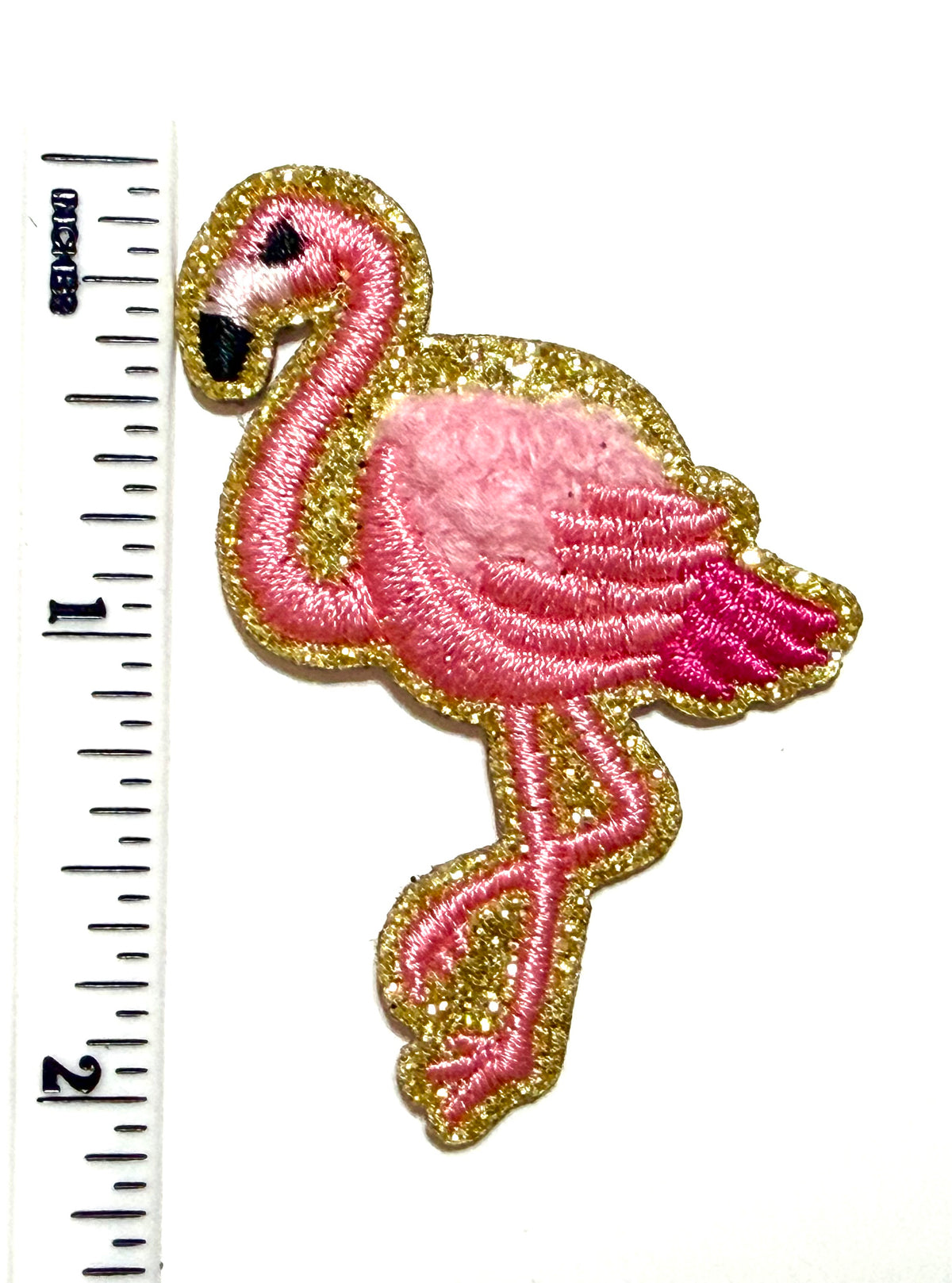 Pink Flamingo Patch – Embroidered & Chenille Iron-On Applique 2”