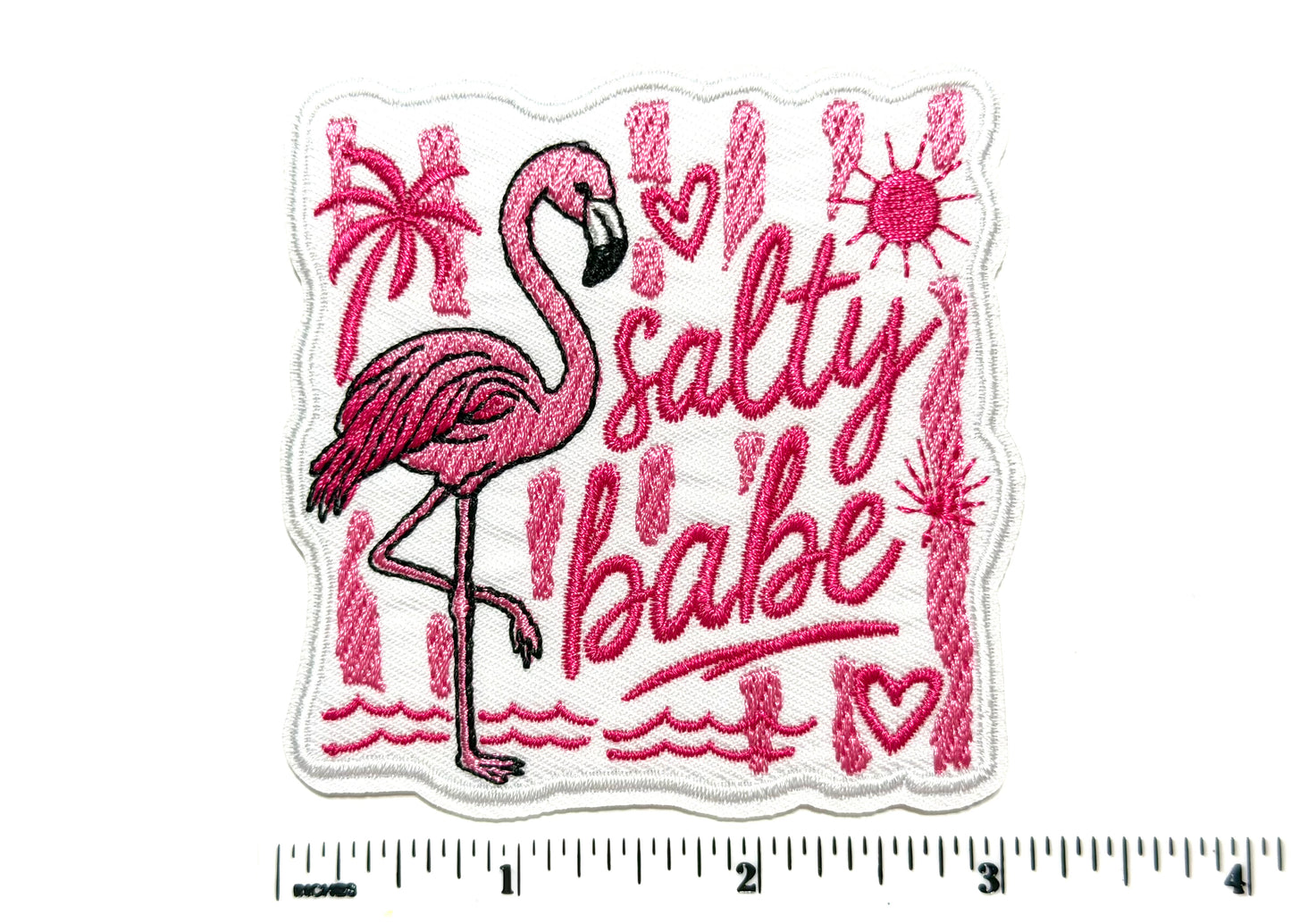 Salty Babe Flamingo  striped patch - Embroidered DIY Iron on patch 3”
