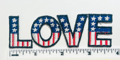 Patriotic LOVE - Embroidered Iron on Patches