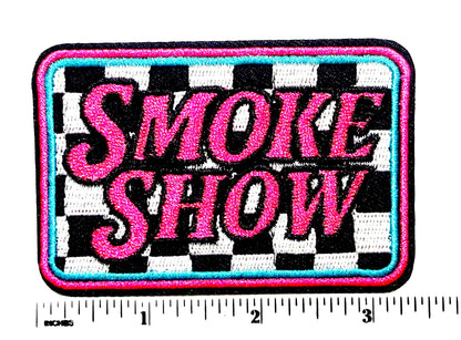 Smoke Show checkered patch - Embroidered DIY iron on patch