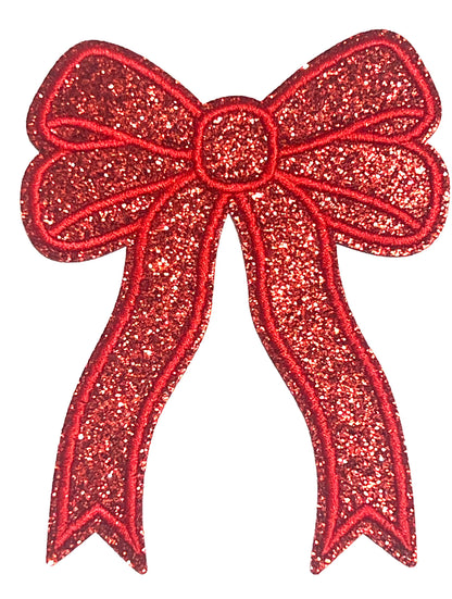 Bow with ribbon - Glitter Iron on patches