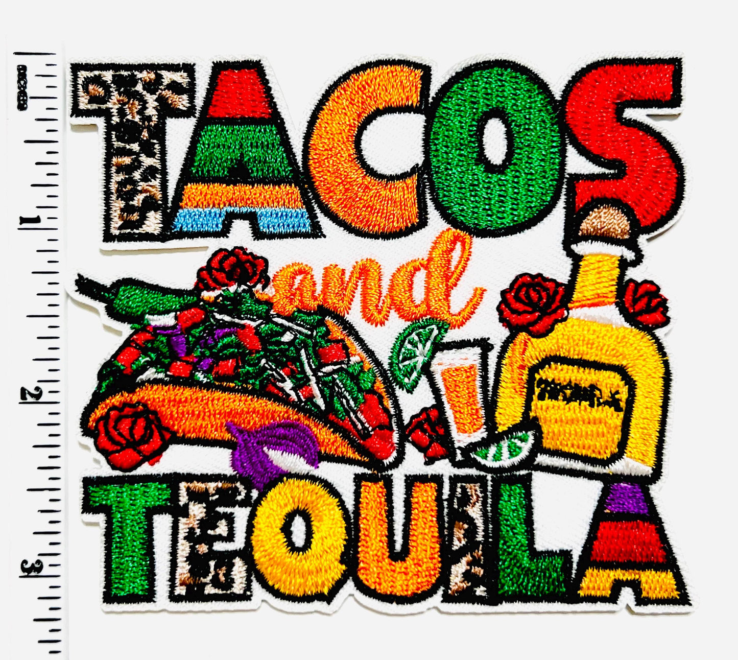 Tacos and Tequila patch- Embroidered DIY iron on patch