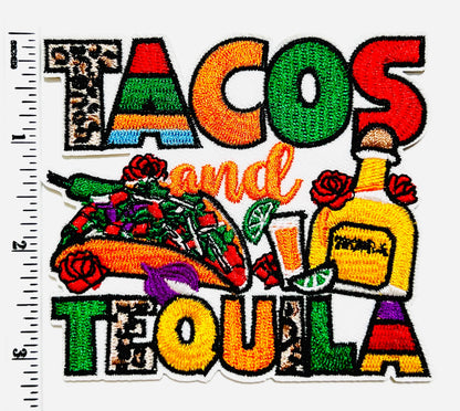 Tacos and Tequila patch- Embroidered DIY iron on patch