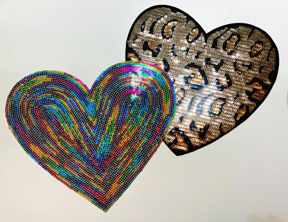 Hearts - Sequined Iron on patches