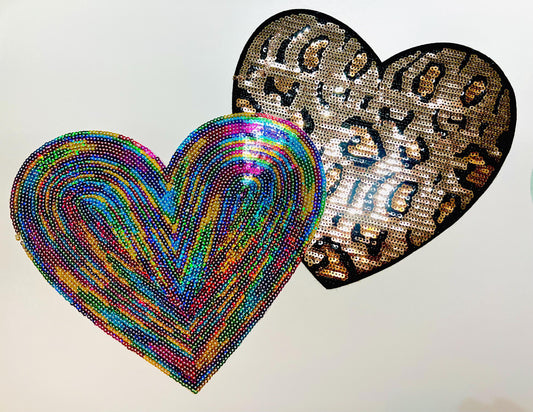 Hearts - Sequined Iron on patches