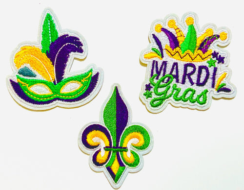 Mardi Gras patches - DIY Embroidered Iron on patch
