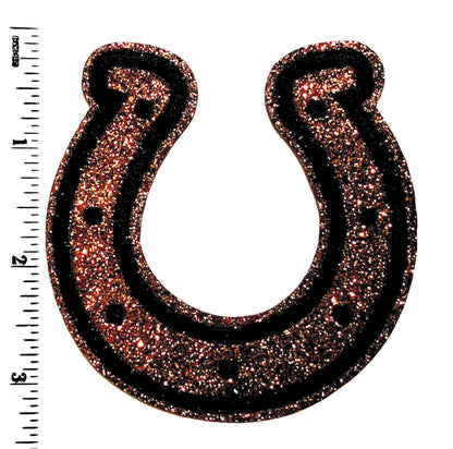 Glitter Horseshoe Patch – Embroidered Iron-On Applique (3.25")