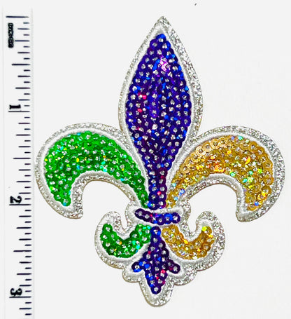 Mardi Gras Sequins patches - King Cake, fleur de lis, Mardi Gras mask, star Sequins DIY Iron on patches