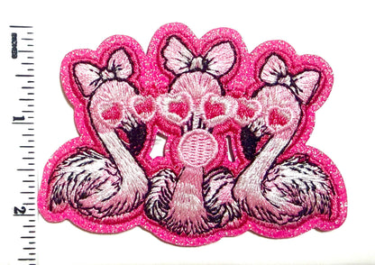 Pink flamingo trio blowing bubble 3.25