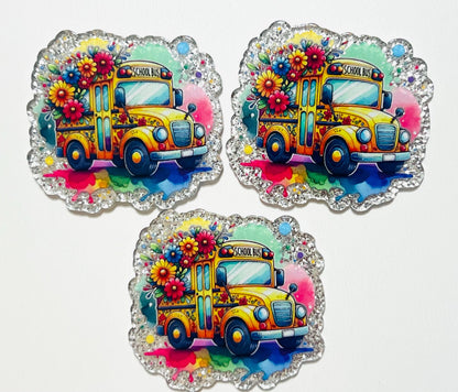 School Bus set of 3 flatback acrylics